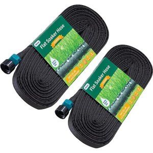 Flat Soaker Hose 30 50 100 150 FT for Garden Beds, 50Ft 2PACKS 1/2" Linkable